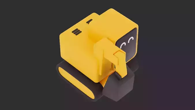 Cute Low Poly Excavator Character