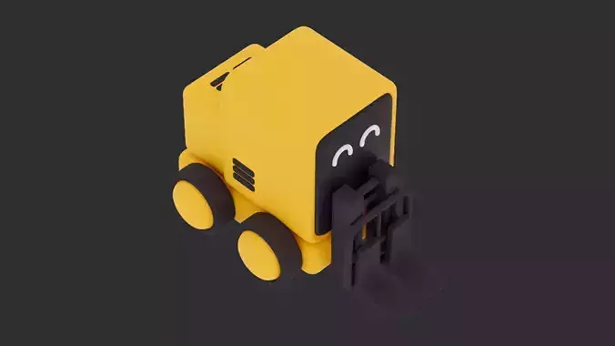 Cute Low Poly Forklift Character