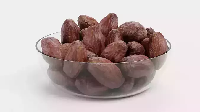 Dried Dates in Glass Bowl 3D model 5