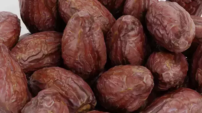Dried Dates in Glass Bowl 3D model 7