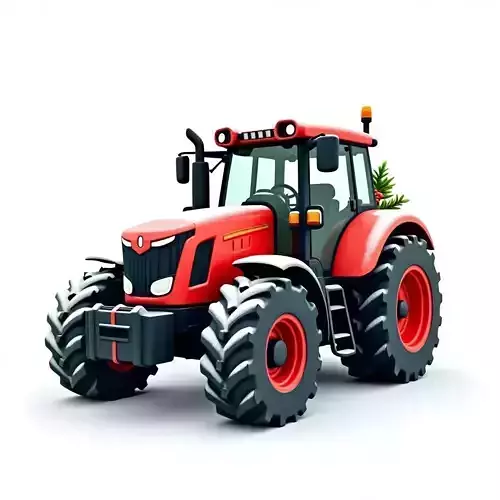 Modern Farm Tractor 3D Model Festive Utility Vehicle