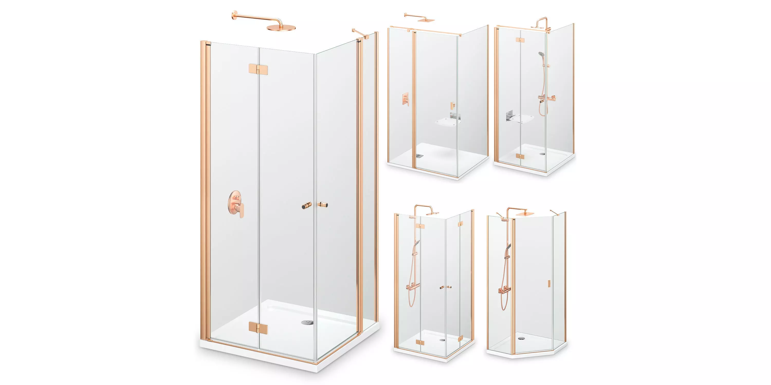 Radaway Nes Brushed Copper Shower 1 3D model