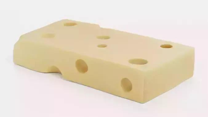 Emmental - Cheese Block with Eyes Low-poly 3D model 6