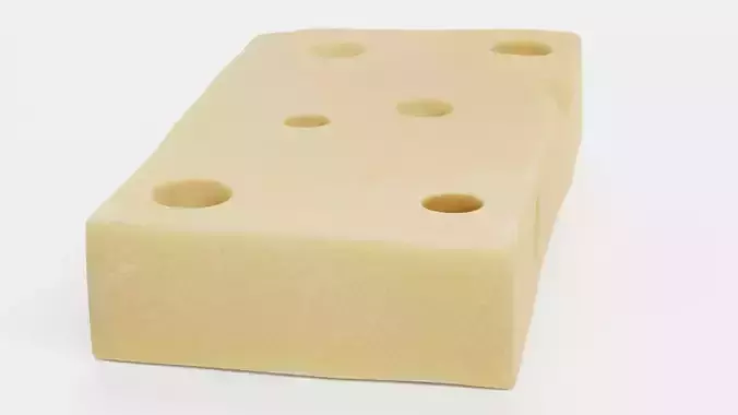 Emmental - Cheese Block with Eyes Low-poly 3D model 2