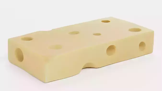 Emmental - Cheese Block with Eyes Low-poly 3D model 7