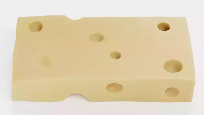 Emmental - Cheese Block with Eyes Low-poly 3D model 3