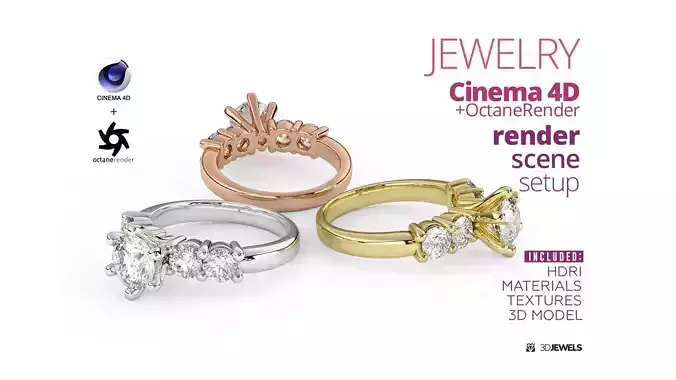 Jewelry Render Scene Setup For Cinema 4D Octane Render Pack2