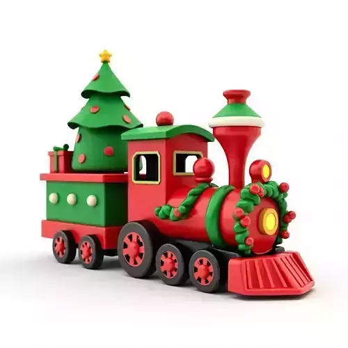 Christmas Toy Train 3D Model Festive Locomotive