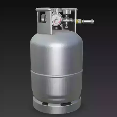 Propane Gas Cylinder with Regulator and Gauge PBR 3D Model
