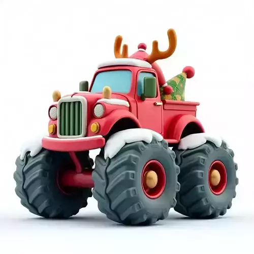 Christmas Monster Truck 3D Model Festive Off Road Vehicle