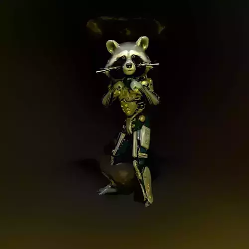 Futuristic Raccoon Cyborg model pack