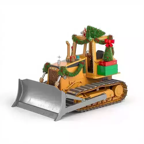 Christmas Bulldozer 3D Model Ornate Construction Prop