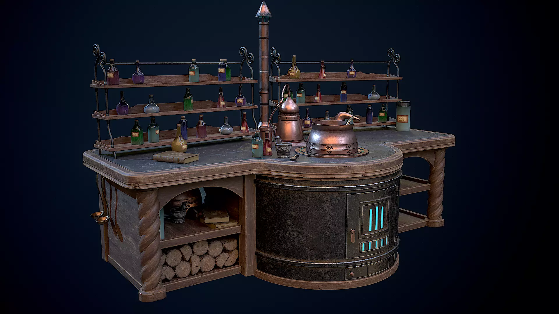 Alchemy table Hogwarts legacy style Low-Poly Low-poly 3D model
