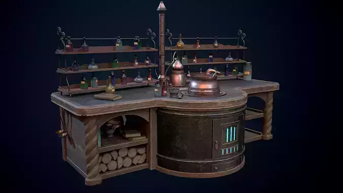 Alchemy table  Hogwarts legacy style Low-Poly