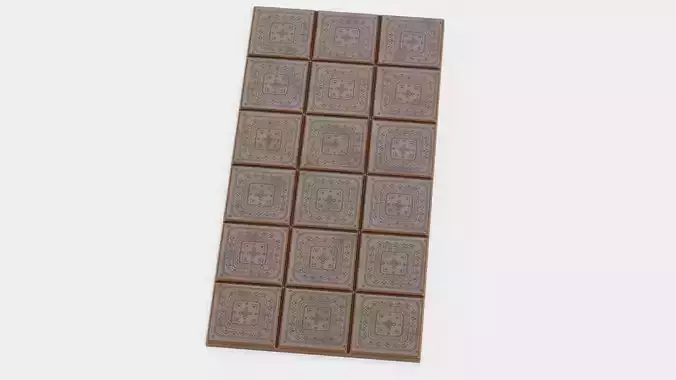 Chocolate Bar V4 - Thin Milk Ornament Engraved Tablet 3D model 2