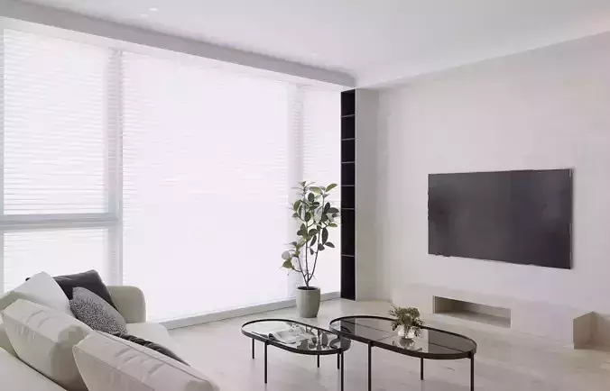 Minimalist living room 3D model 7