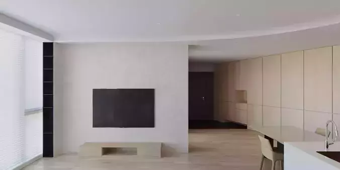 Minimalist living room 3D model 3