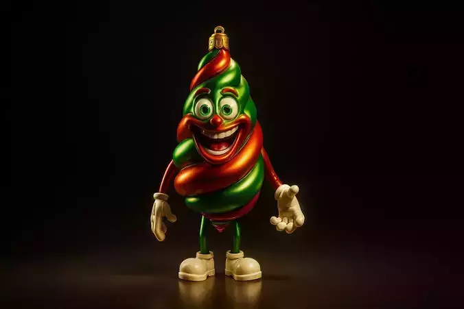 Festive Spiral Ornament Character Whimsical Christmas Holiday