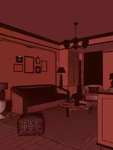 French-style living room 3D model 7