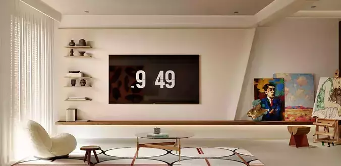 Cozy living room scene 3D model 2