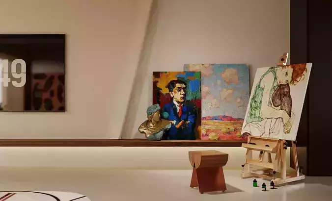 Cozy living room scene 3D model 5