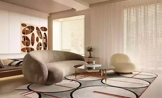 Cozy living room scene 3D model 3