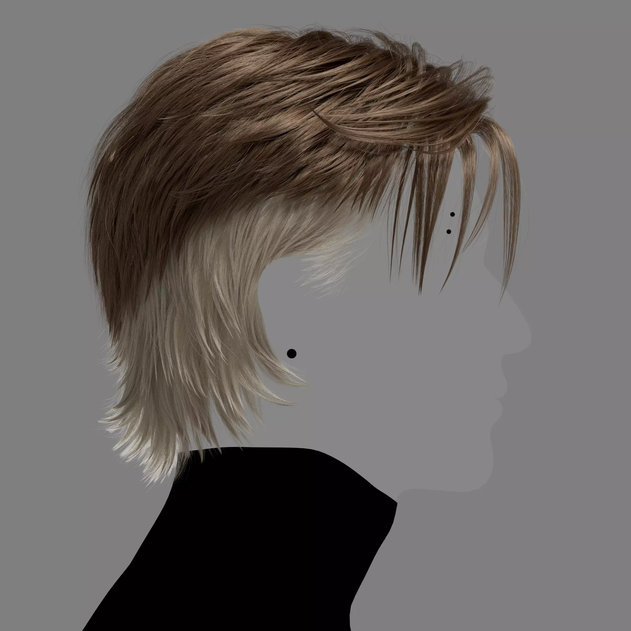 Korean Modern Mullet for Male XGen maya scene and alembic FBX 3D model