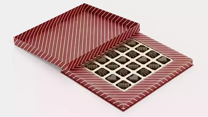 Chocolate Box V4 - Luxury Gift Box Filled with Pralines 3D model 2