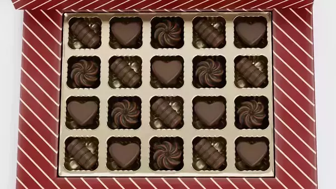 Chocolate Box V4 - Luxury Gift Box Filled with Pralines 3D model 6