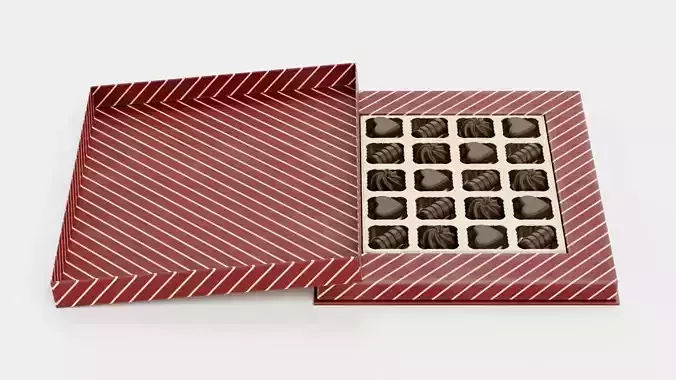 Chocolate Box V4 - Luxury Gift Box Filled with Pralines 3D model 3