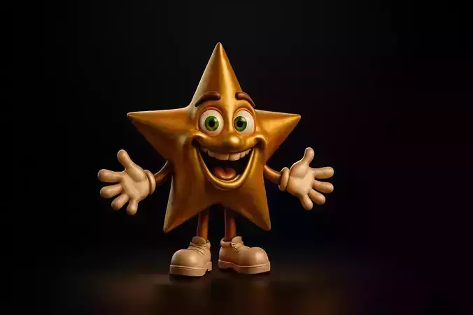 Christmas Star Character Festive Holiday Figurine Cartoon Star