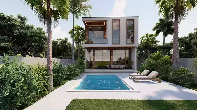 Minimal Modern villa Sketchup Lumion11 