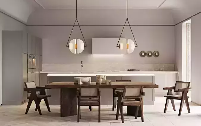 Minimalist living room 3D model 6