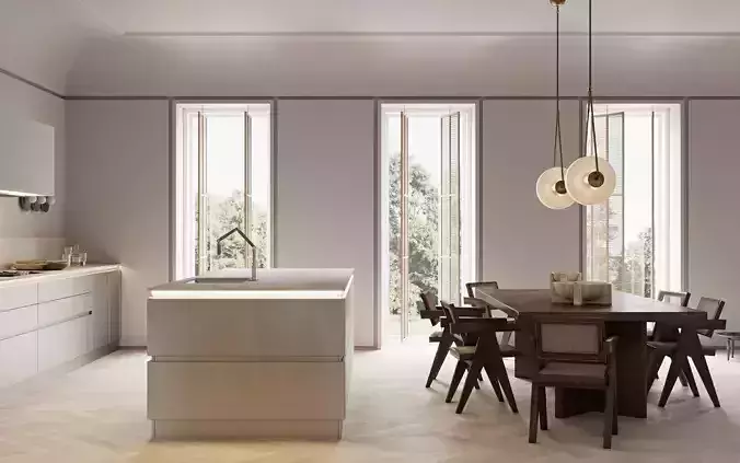 Minimalist living room 3D model 4