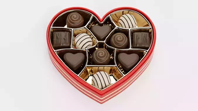 Chocolate Box V9 - Luxury Heart-Shaped Box Filled with Pralines