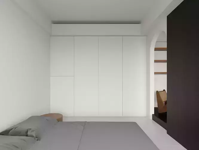 Log modern style livingroom 3D model 3
