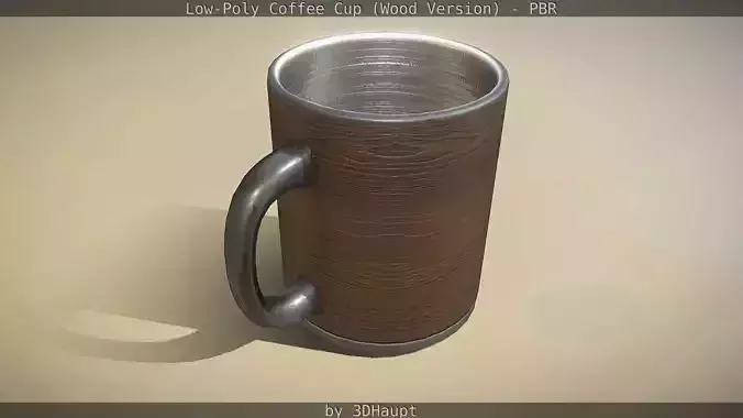 Coffee Cup Wood Version  - Gameready - PBR