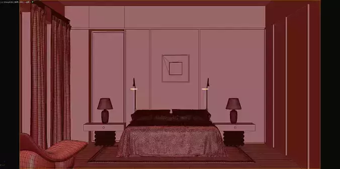 bedroom 3D model 7