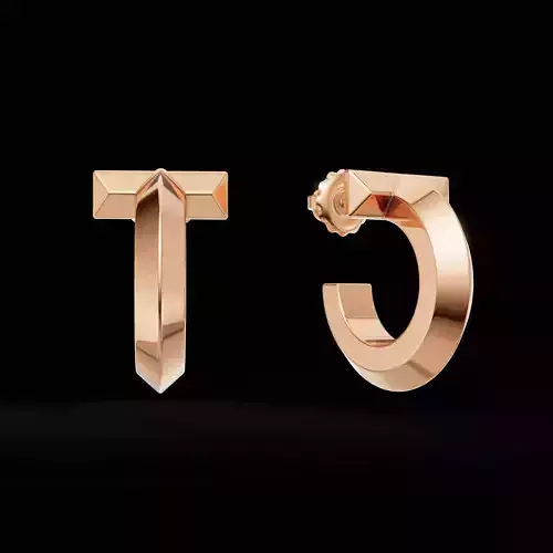 Modern Faceted Hoop Earring Tiffany Inspired 3D Model