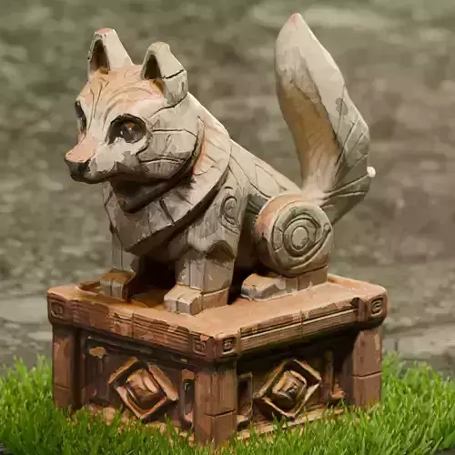 Stylized Fox Statue  Game Ready 3D Model