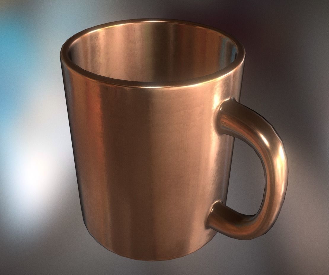 3D model Coffee Cup Copper Version Gameready PBR VR / AR / lowpoly