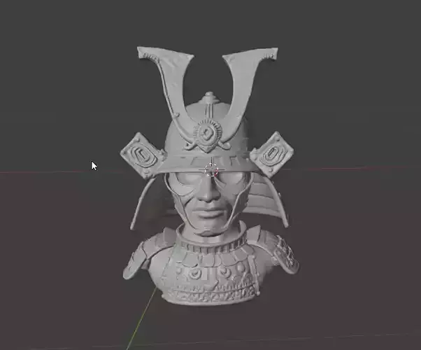 Stylized Samurai Helmet  Futuristic Carbon and Metal Armor