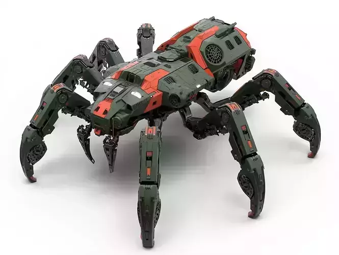Military Spider Mech 3D Model Heavy Artillery Unit