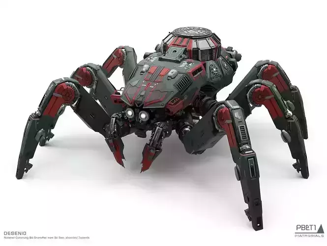Crimson Widow Spider Tank 3D Model Hostile Mech