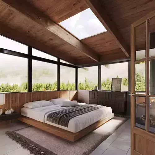 Modern Cabin Bedroom Interior 3D model