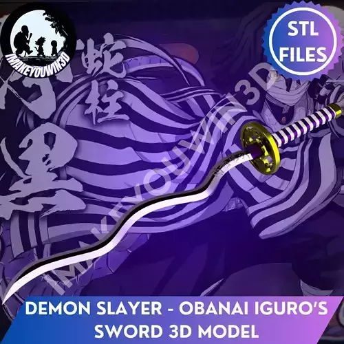 Demon Slayer - Obanai Iguro Nichirin Sword Cosplay 3D Model