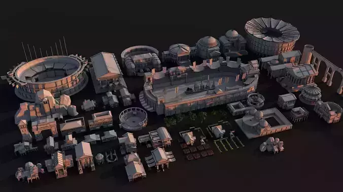 Mega Roma - Greek City Pack Low-poly 3D model 6