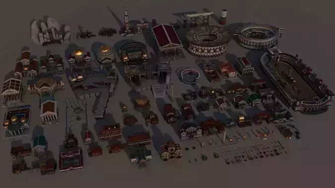 Mega Roma - Greek City Pack Low-poly 3D model 3