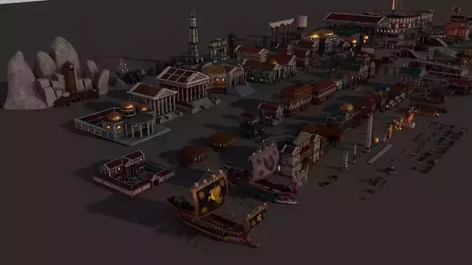 Mega Roma - Greek City Pack Low-poly 3D model 5