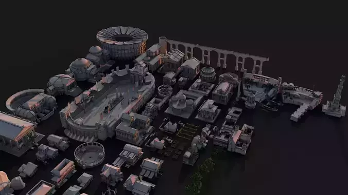 Mega Roma - Greek City Pack Low-poly 3D model 7